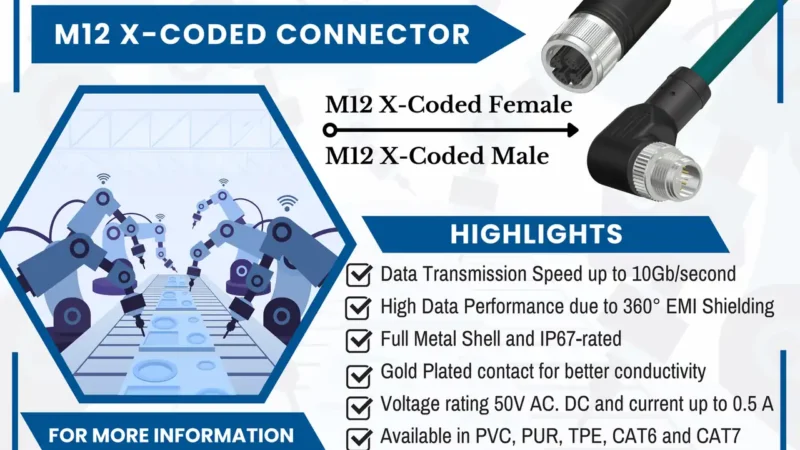 M12 X-coded Female Connectors and X-coded Male Connectors by Katlax