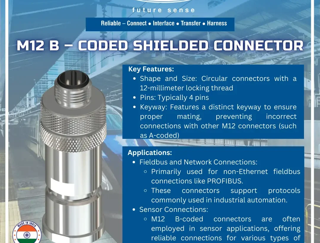 Katlax Make M12 B-Coded 4-Pin Shielded Connector for Industrial Automation Applications