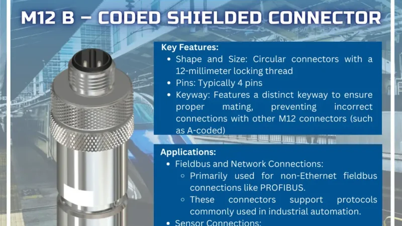 Katlax Make M12 B-Coded 4-Pin Shielded Connector for Industrial Automation Applications