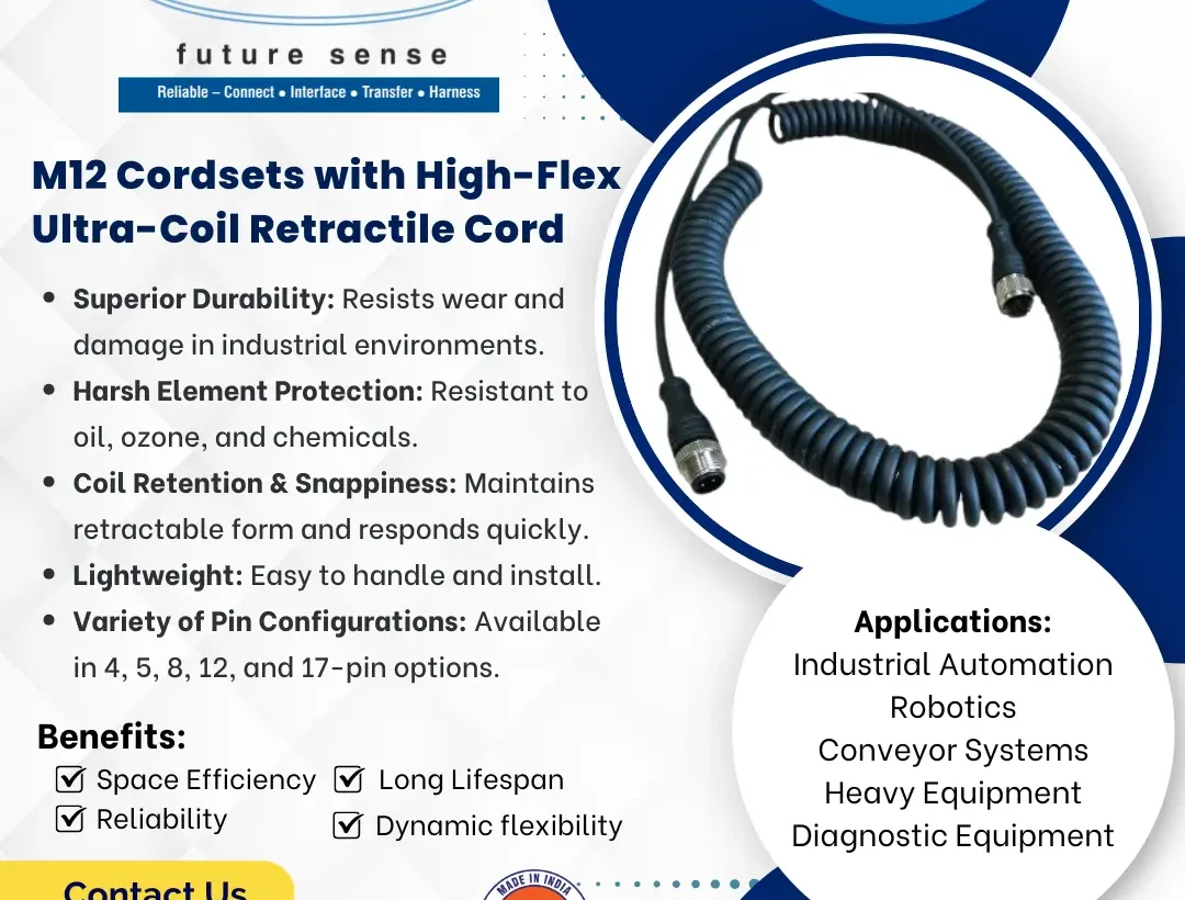 Katlax M12 Cordsets with High-Flex Ultra-Coil Retractile Cord