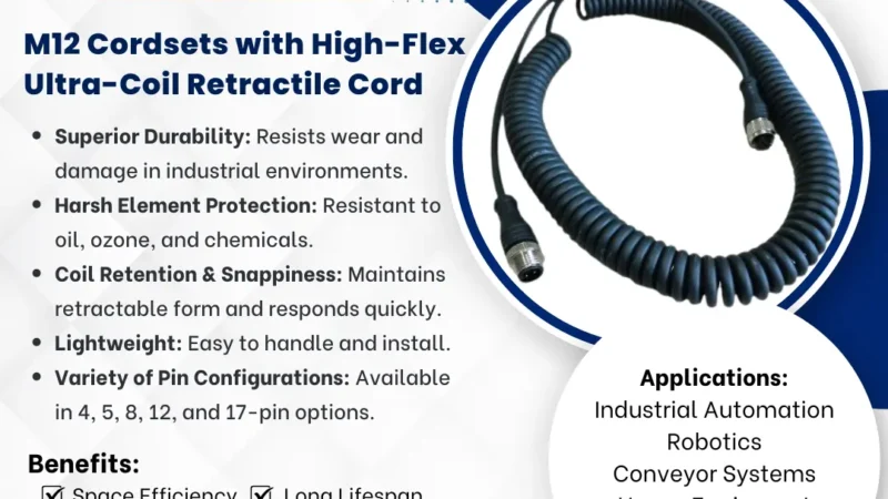 Katlax M12 Cordsets with High-Flex Ultra-Coil Retractile Cord