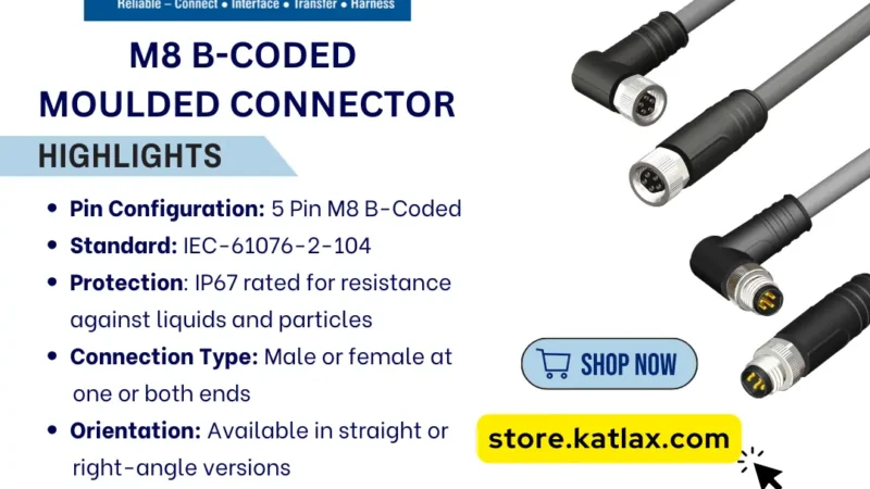 Katlax M8 B-Coded Moulded Connector – Reliable, Secure, and Built for Harsh Environments!