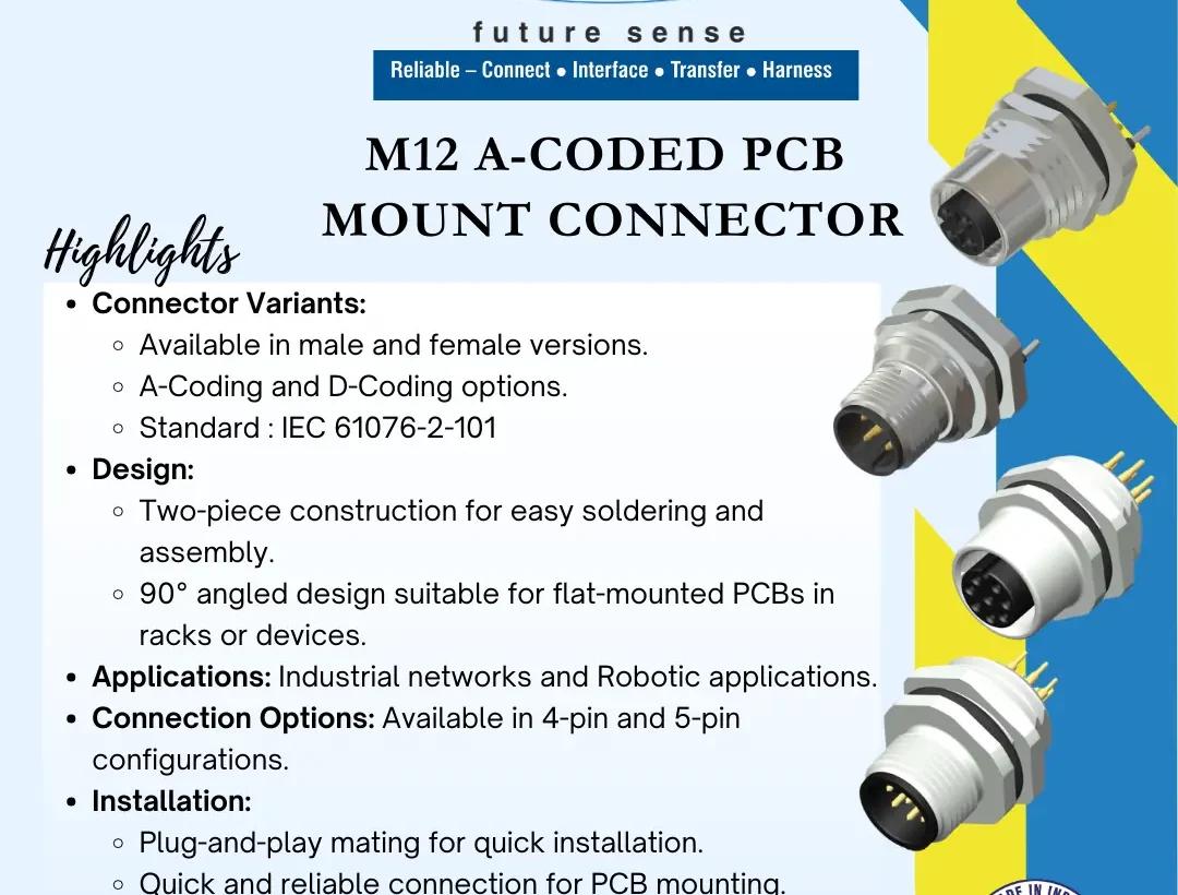 Katlax M12 A-Coded PCB Mount Connector